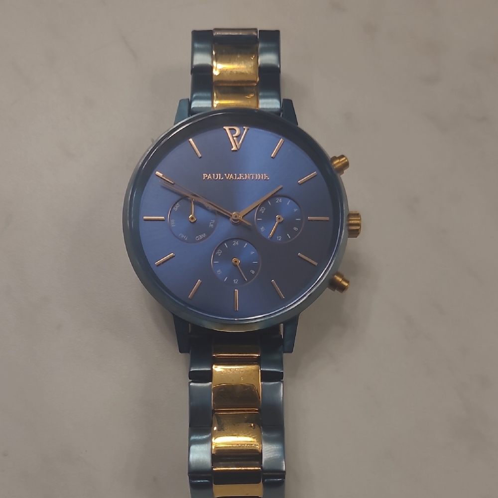 Paul Valentine Blue and Gold Watch